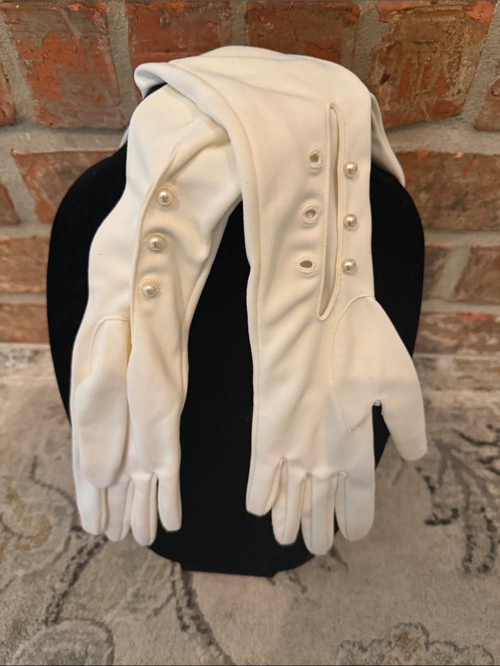 Vintage Style Ivory Opera Gloves Long Pearl Button Formal Evening